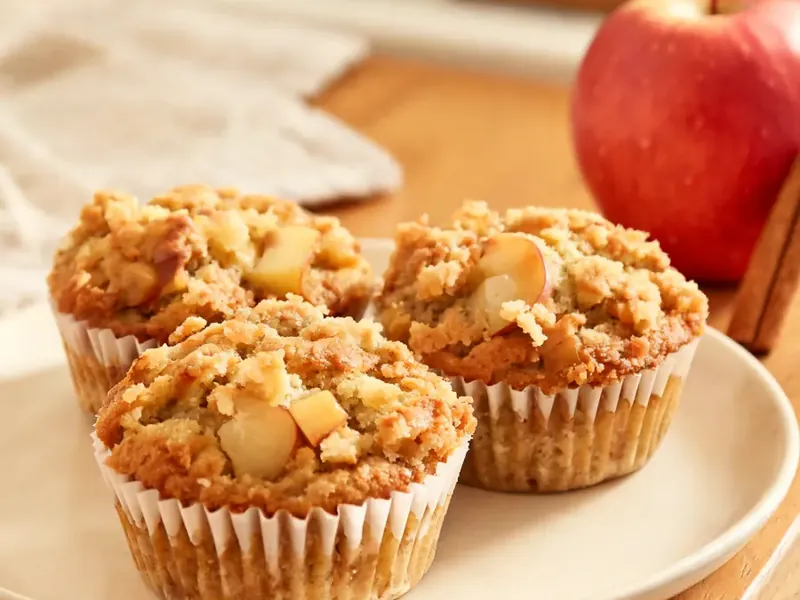 Apfel-Zimt-Muffins mit Streuseln (KI-generiertes Bild)