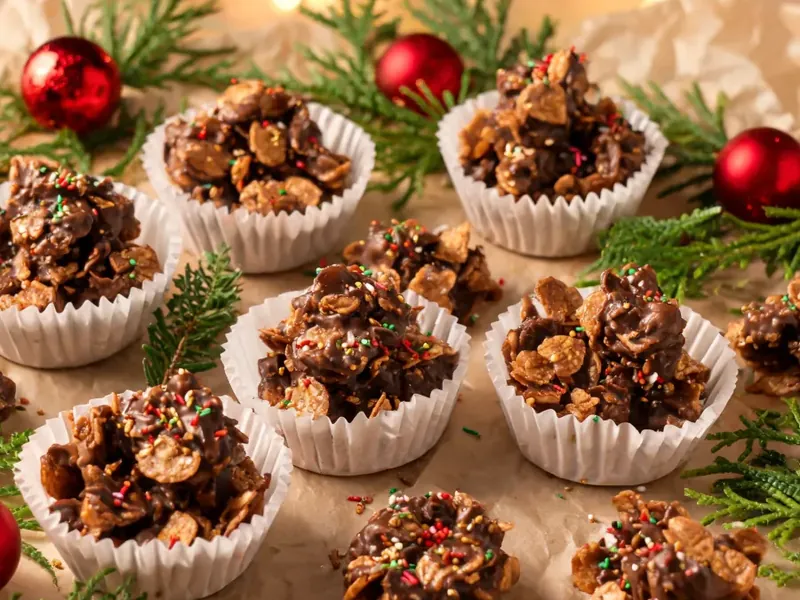 Schoko-Crossies aus Cornflakes mit Streuseln (KI-generiertes Bild)