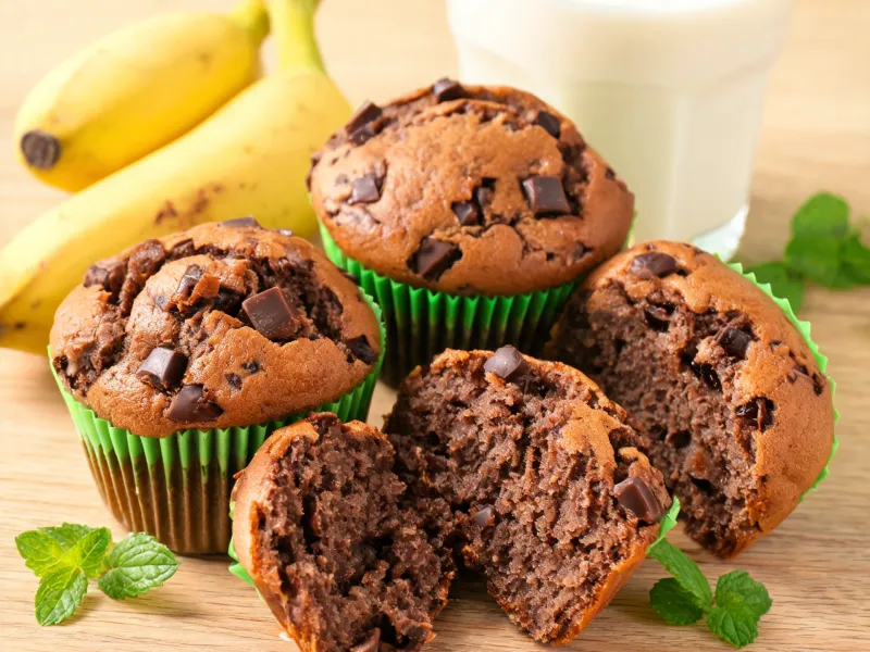 Vegane Schoko-Bananen-Muffins (KI-generiertes Bild)
