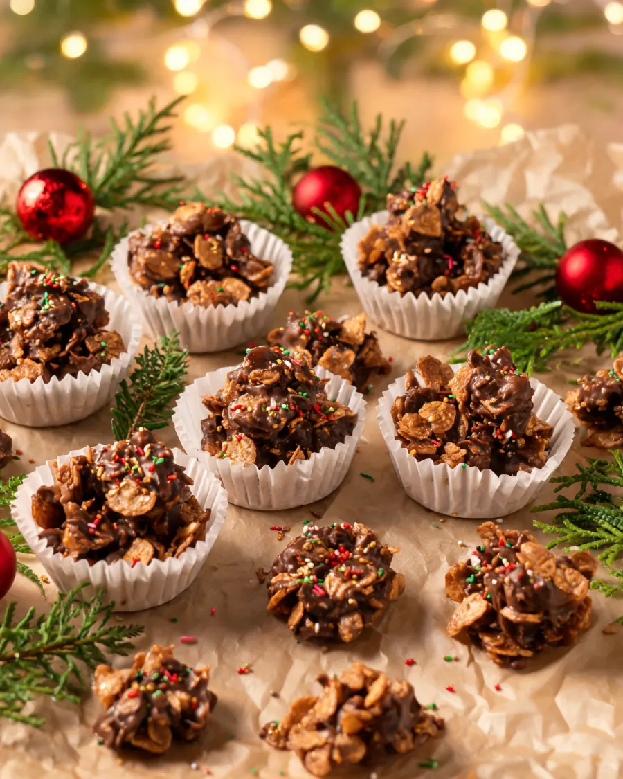 Schoko-Crossies aus Cornflakes mit Streuseln (KI-generiertes Bild)